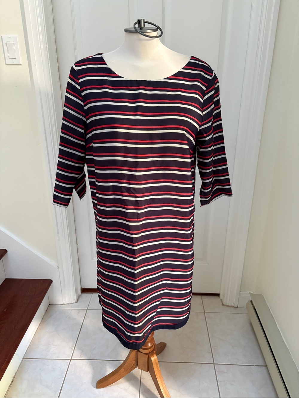 GAP Navy, Red and White Striped Midi Dress